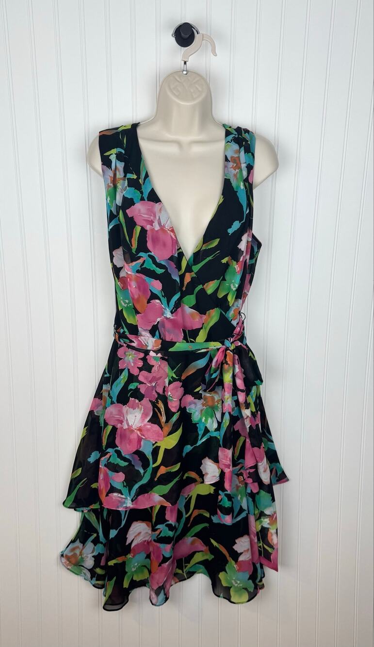Tahari Arthur S. Levine Floral Faux Wrap Ruffle Dress Women’s Size 18W